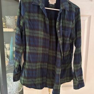 Green and Blue Plaid Flannel Shirt